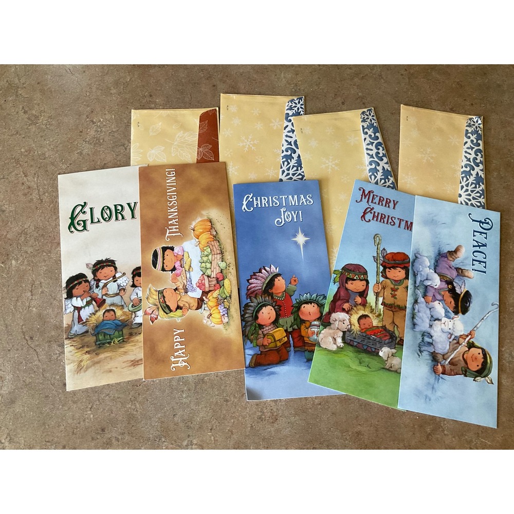 St Labre‎ Indian School Holiday Greeting Cards Thanksgiving Christmas Set of 5